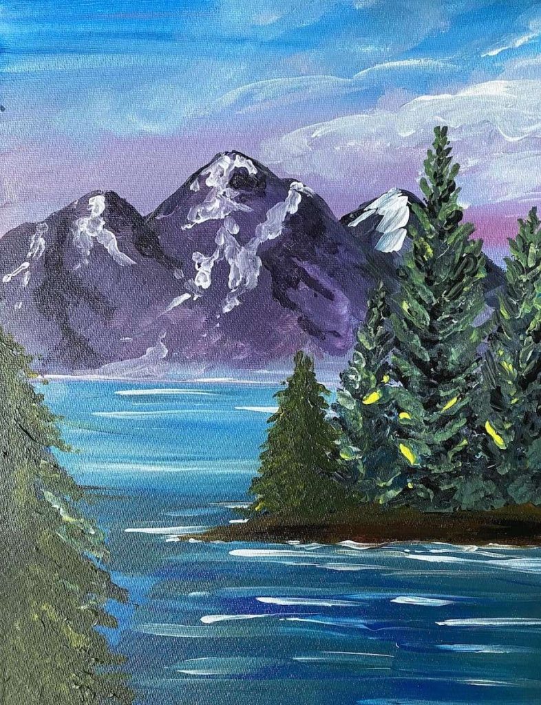 Happy Trees & Mountains Paint & Sip Patio Event